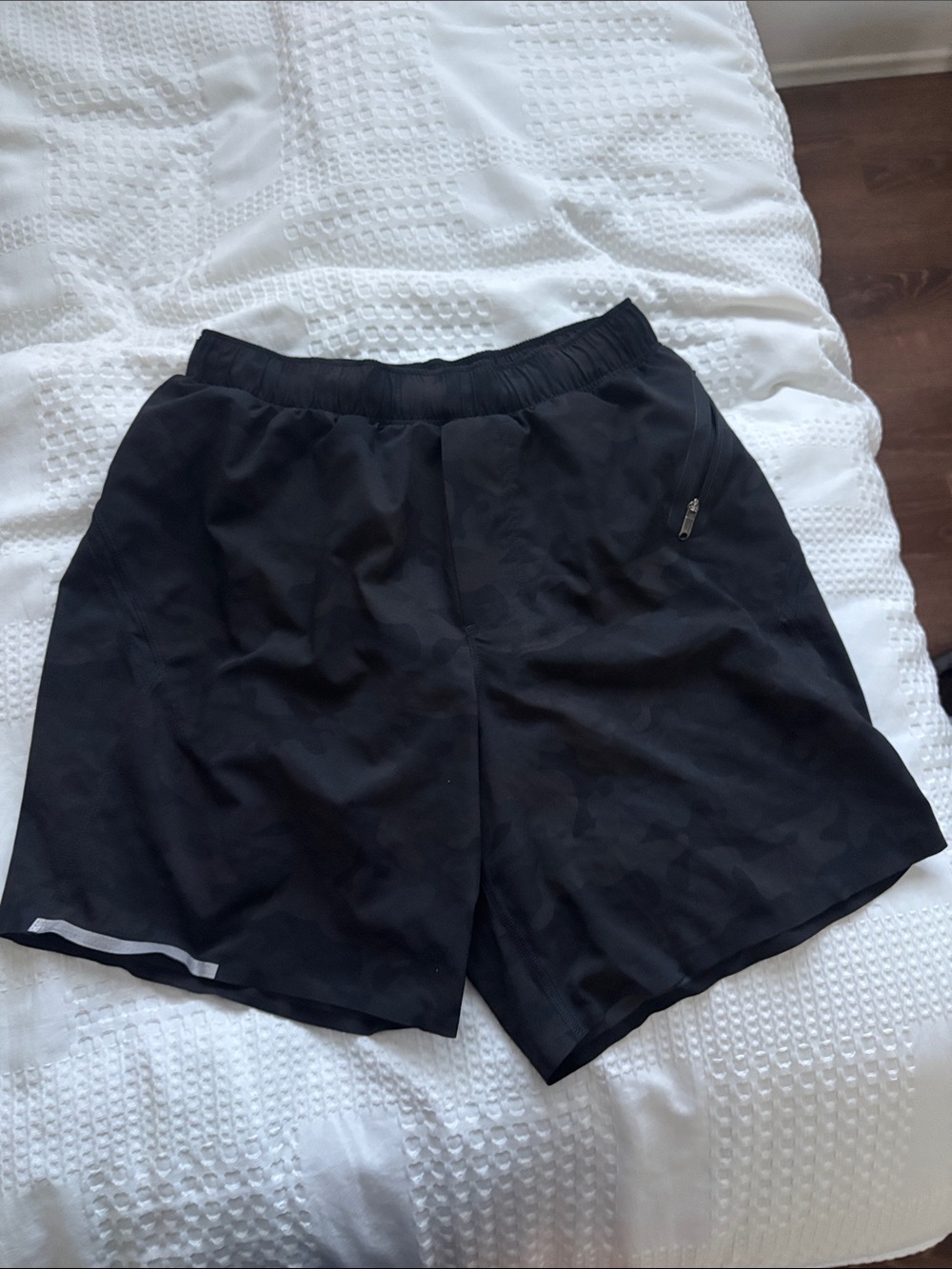 lululemon athletica Men's Black Athletic Swim/Training Shorts with Zipper Pocket